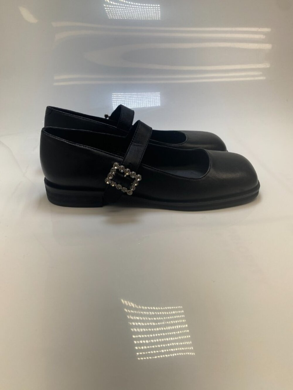 Free People Women's Rumor Diamante Mary Jane Black Square Toe Shoe Sz 7.5